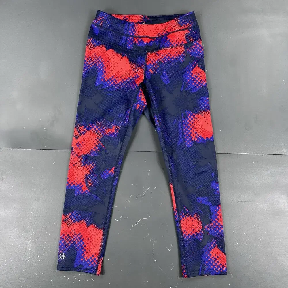 Athleta Leggings Women XS Electro Sonar Capri Athleisure Active Stretch Comfort - Picture 1 of 7